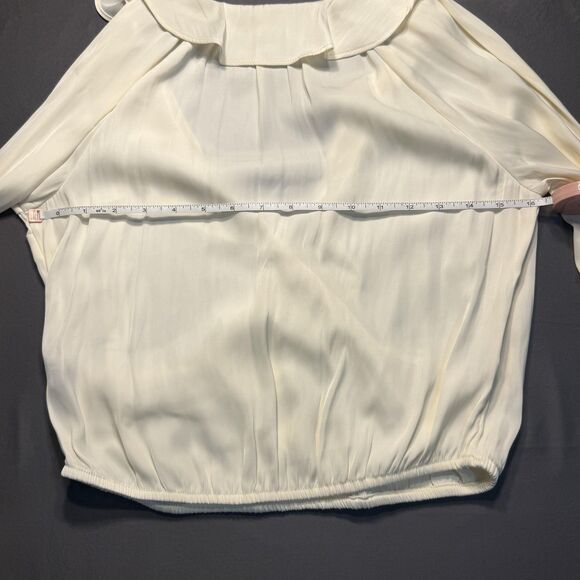 A New Day Shirt Womens XS White Ruffle Wrap Long Bell Sleeve Blouse Top - Picture 13 of 15